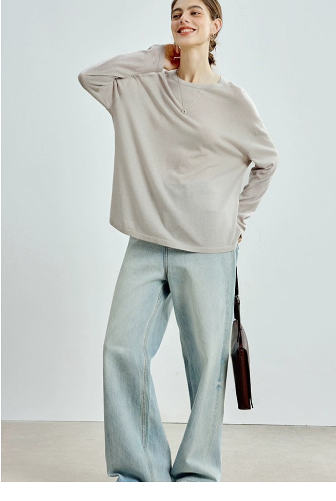 Cashmere blend drop shoulder top B4307