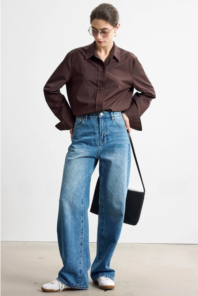 Retro Straight Wide Jeans B4308