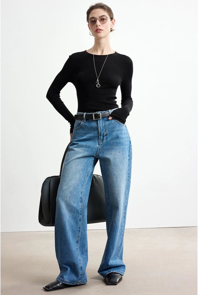 Retro Straight Wide Jeans B4308