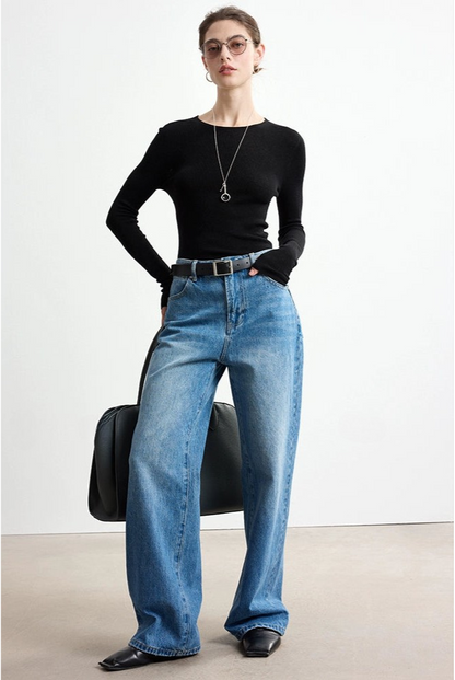 Retro Straight Wide Jeans B4308