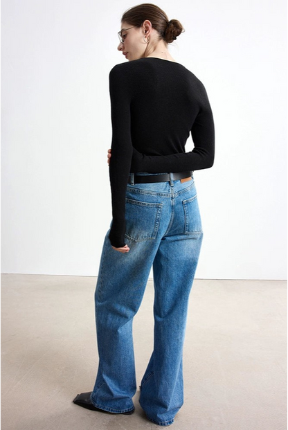 Retro Straight Wide Jeans B4308
