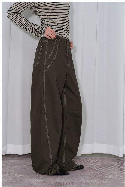 3D 開叉針彎刀香蕉牛仔褲 B4310