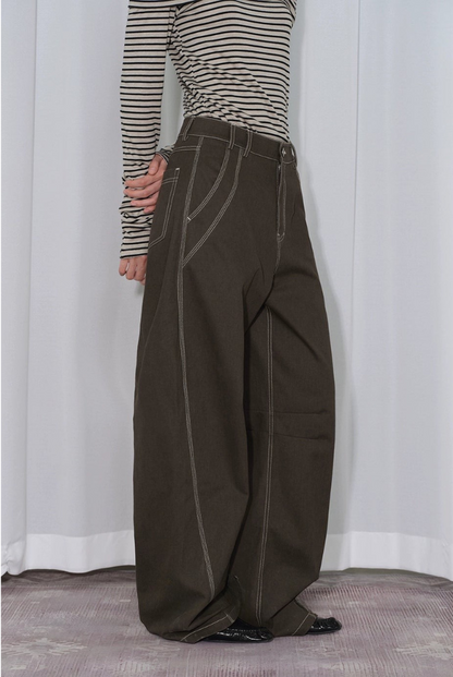 3D 開叉針彎刀香蕉牛仔褲 B4310