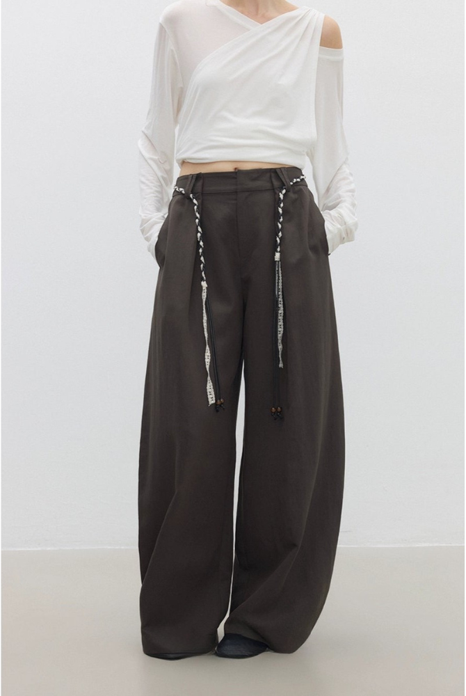 Decorative waist cord scimitar pants B4312