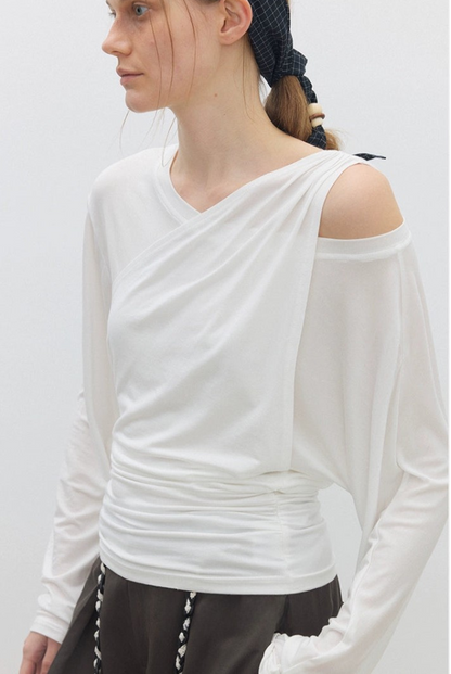 天絲仿兩件式露肩T卹 B4313