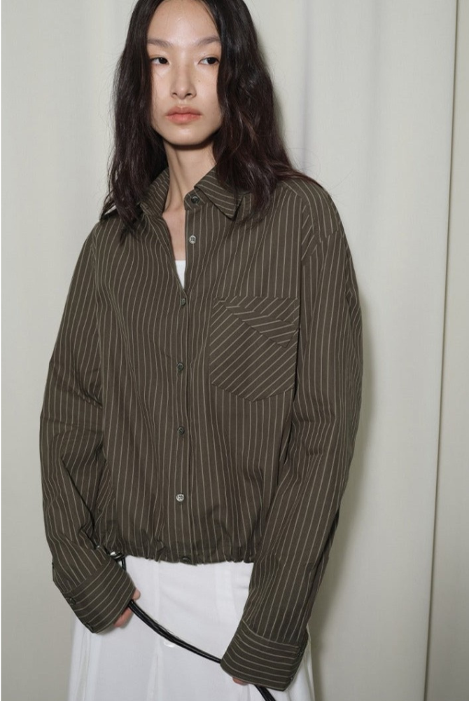 ヴィンテージ先染めストライプドローストリングシャツ B4315 – Bloemen