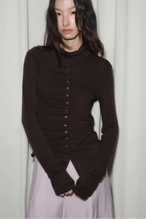 テンセルウールスタックプリーツトップス　B4317