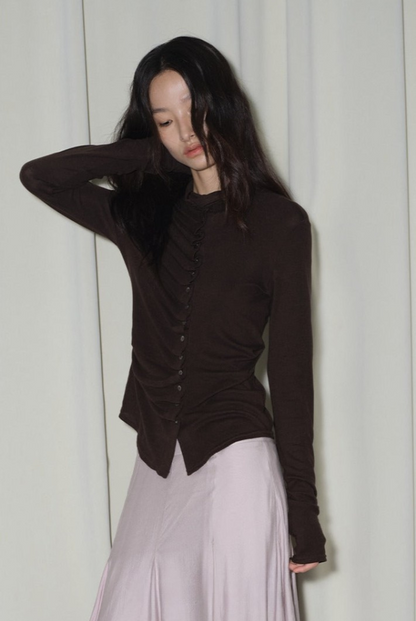 テンセルウールスタックプリーツトップス　B4317