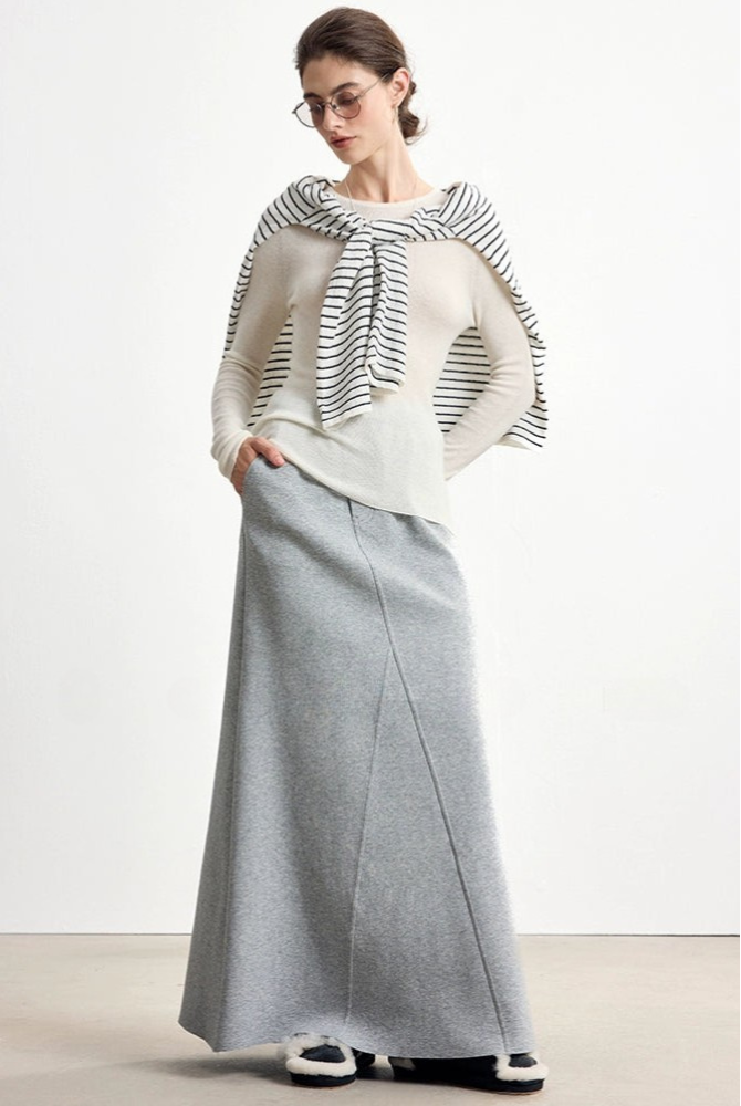 Irregular Minimalist Long Knit Skirt B4326