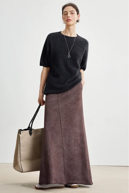 Irregular Minimalist Long Knit Skirt B4326