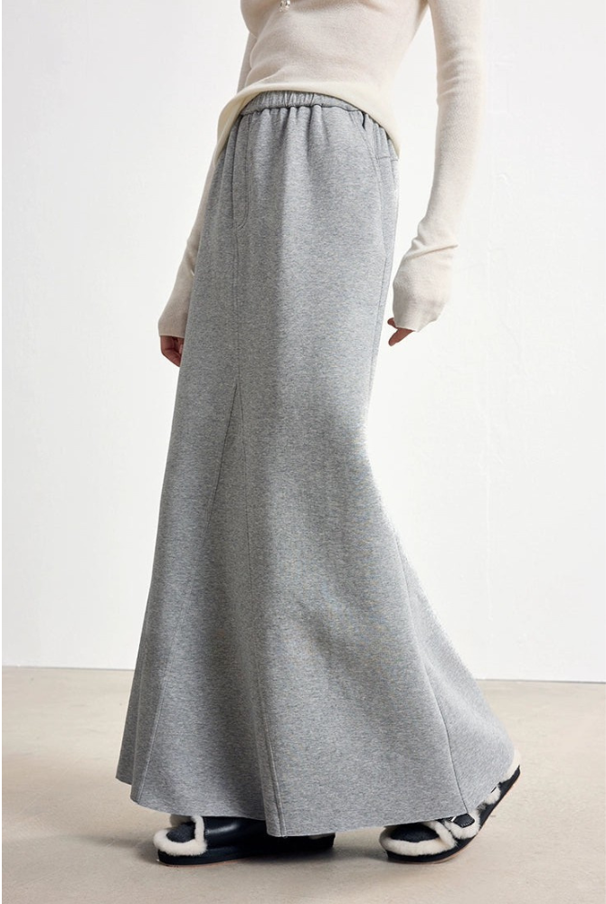Irregular Minimalist Long Knit Skirt B4326