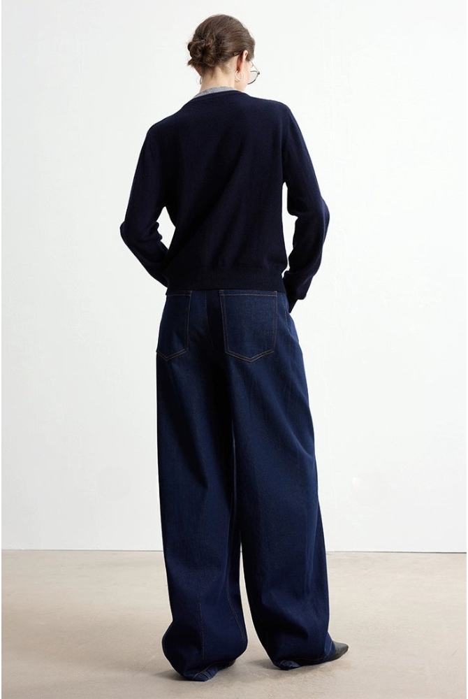 Pure wool faux two-piece V-neck cardigan B4327