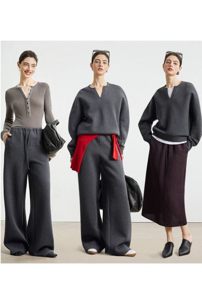 Loose V-neck sweatshirt, pants, and skirt B4330