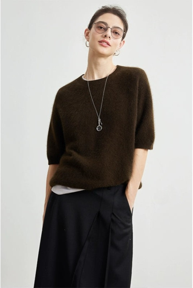 Soft wax wool 5/4 sleeve sweater B4333