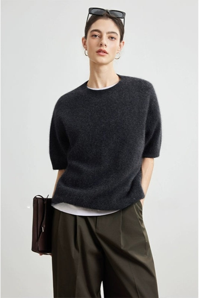 Soft wax wool 5/4 sleeve sweater B4333