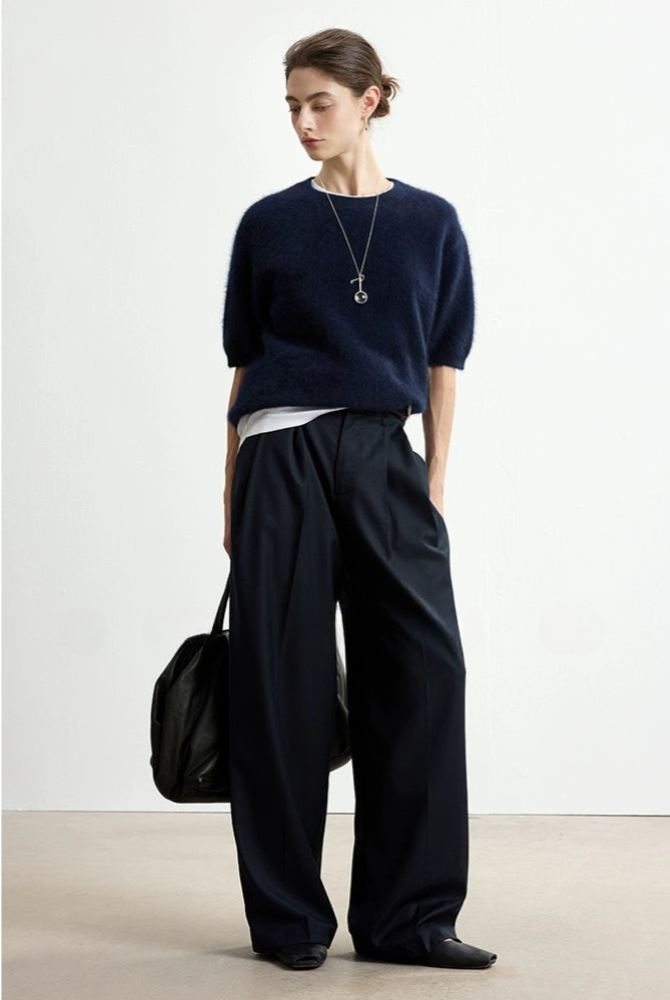 Soft wax wool 5/4 sleeve sweater B4333