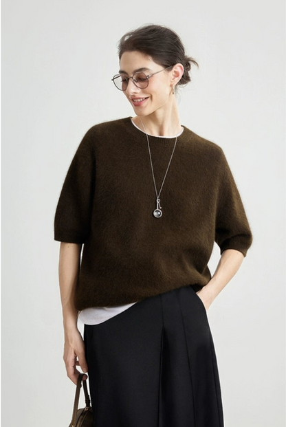 Soft wax wool 5/4 sleeve sweater B4333