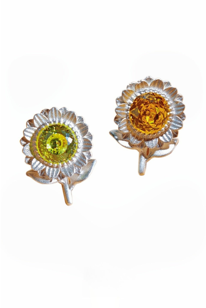 向日葵不對稱彩色耳環 B4466