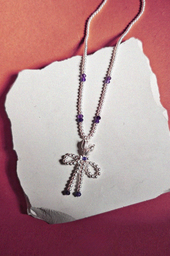 鬱金香吊墜珍珠項鍊 B4469