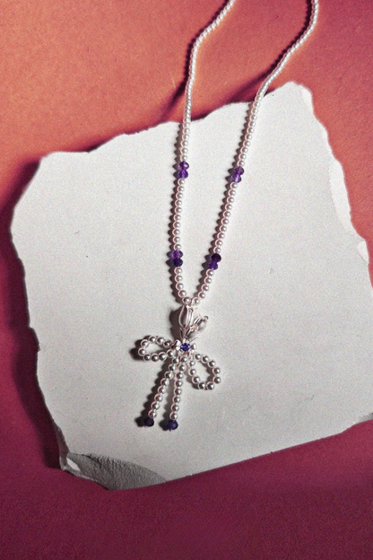 鬱金香吊墜珍珠項鍊 B4469