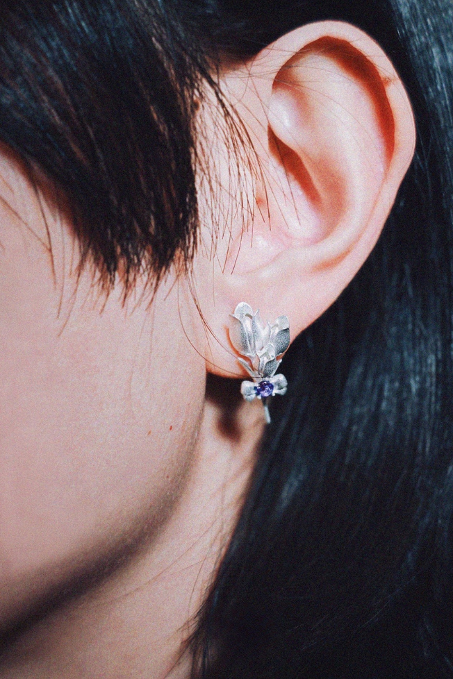 鬱金香絲帶S925耳環 B4470