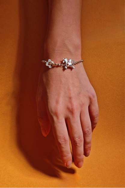 Unicorn Pony &amp; Flower Pearl Bracelet B4476