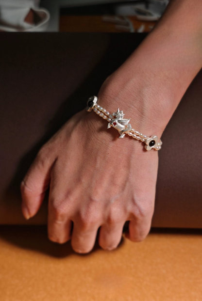 Unicorn Pony &amp; Flower Pearl Bracelet B4476