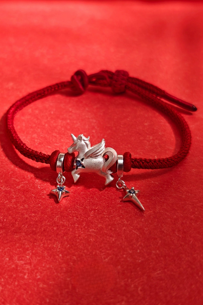 獨角獸紅色繩編手鍊 B4478