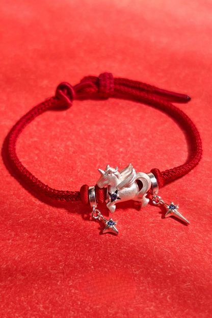 獨角獸紅色繩編手鍊 B4478
