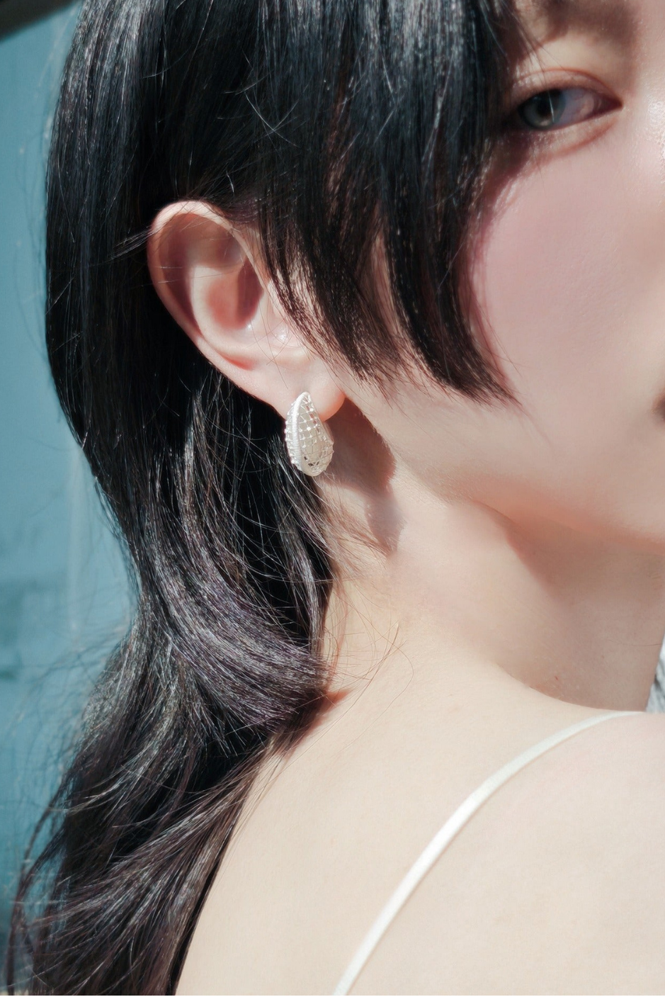 S925 Lace Moon Hoop Earrings B4480