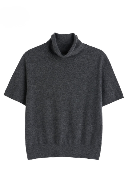 羊絨羊毛高領短袖毛衣，附袖套 B4482