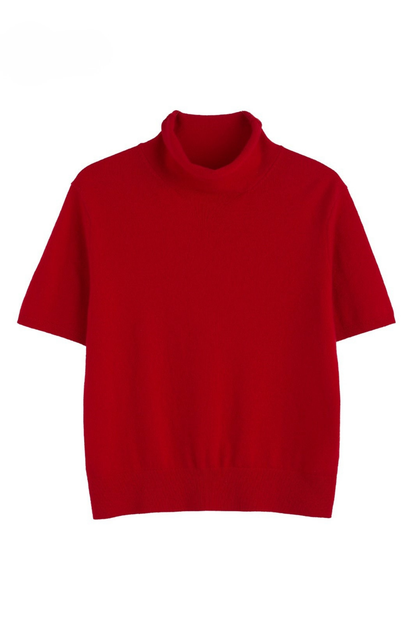 羊絨羊毛高領短袖毛衣，附袖套 B4482