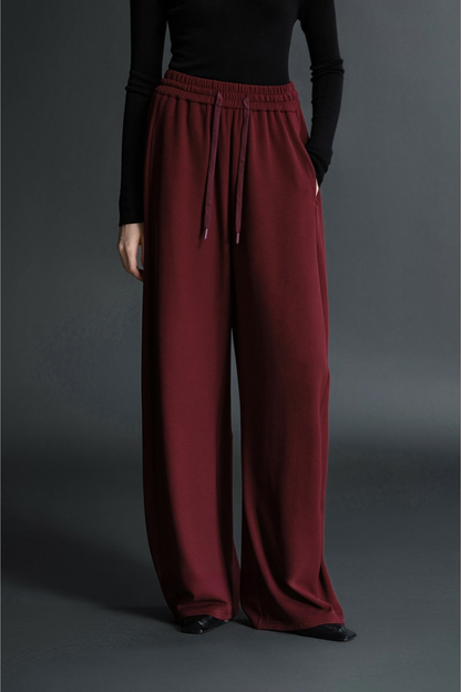 ブラックテクノロジーシンプルゴムウエストワイドパンツ　B4483