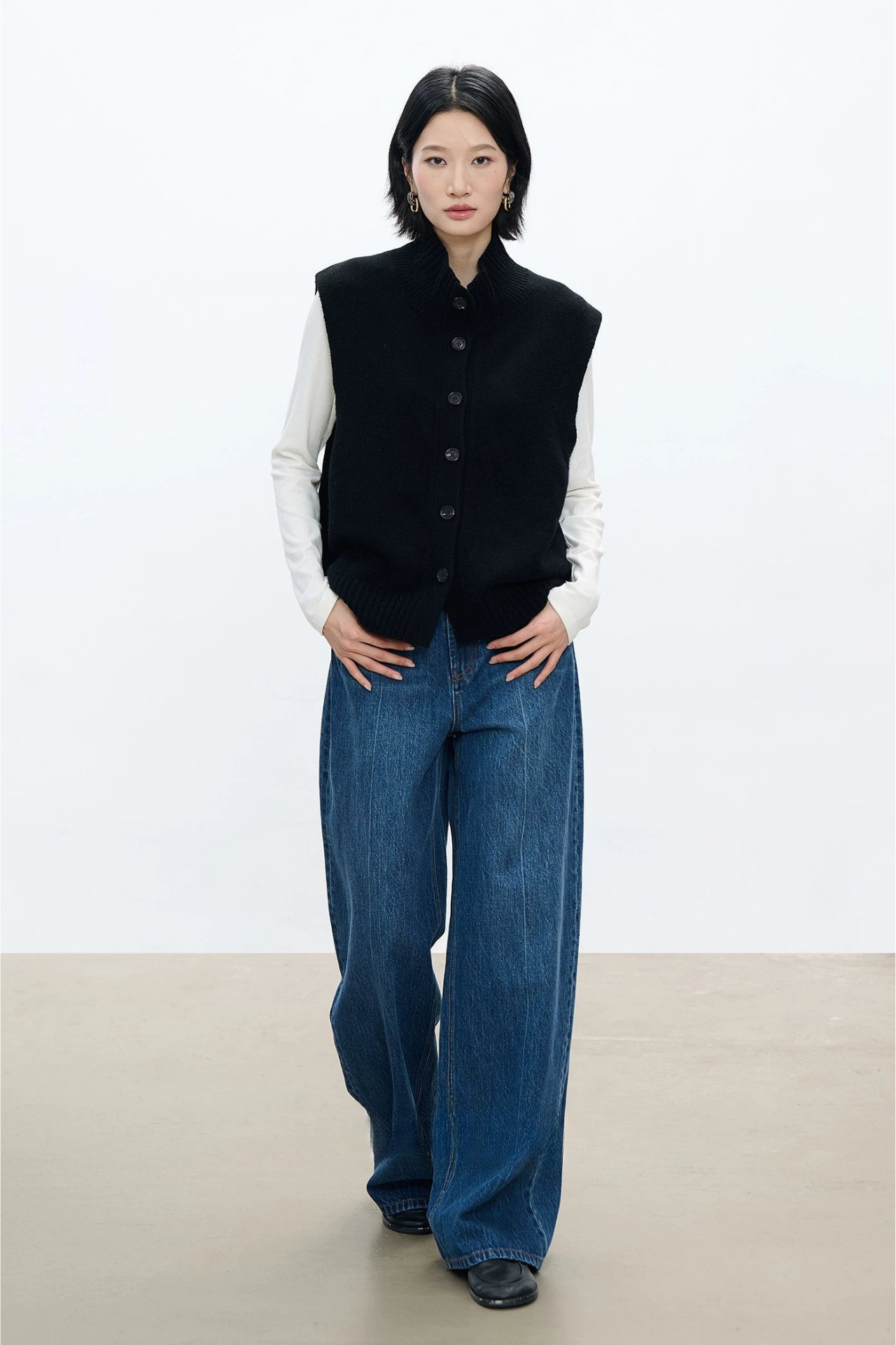 美利奴羊毛立領背心 B4484