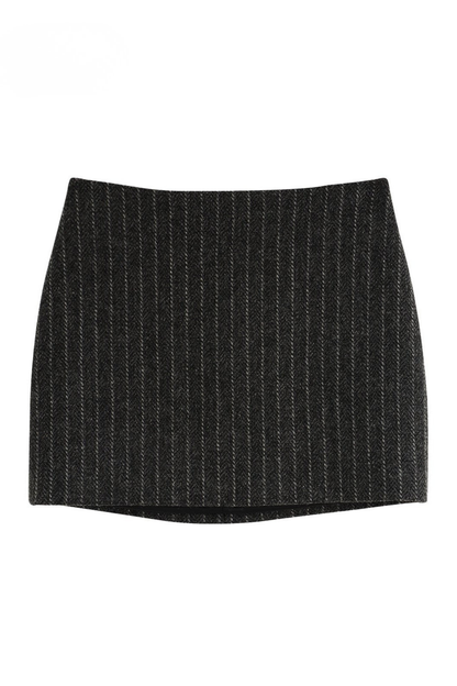 美麗諾羊毛粗呢條紋迷你裙 B4485