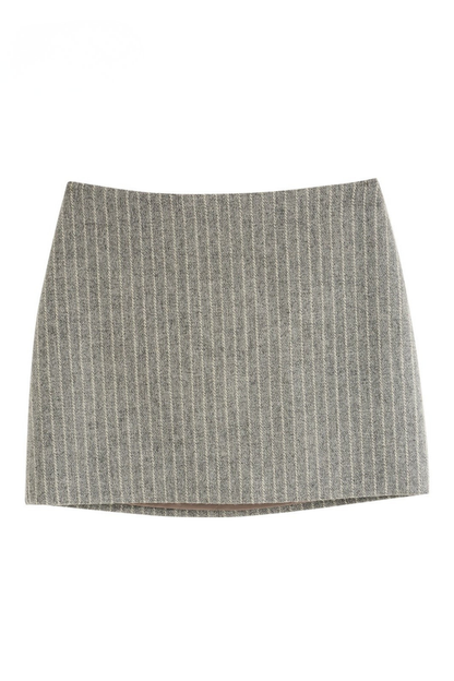 美麗諾羊毛粗呢條紋迷你裙 B4485