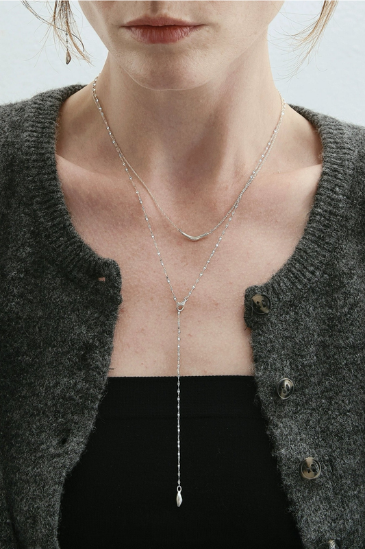 S925バーサタイルティアドロップチェーンネックレス　B4494