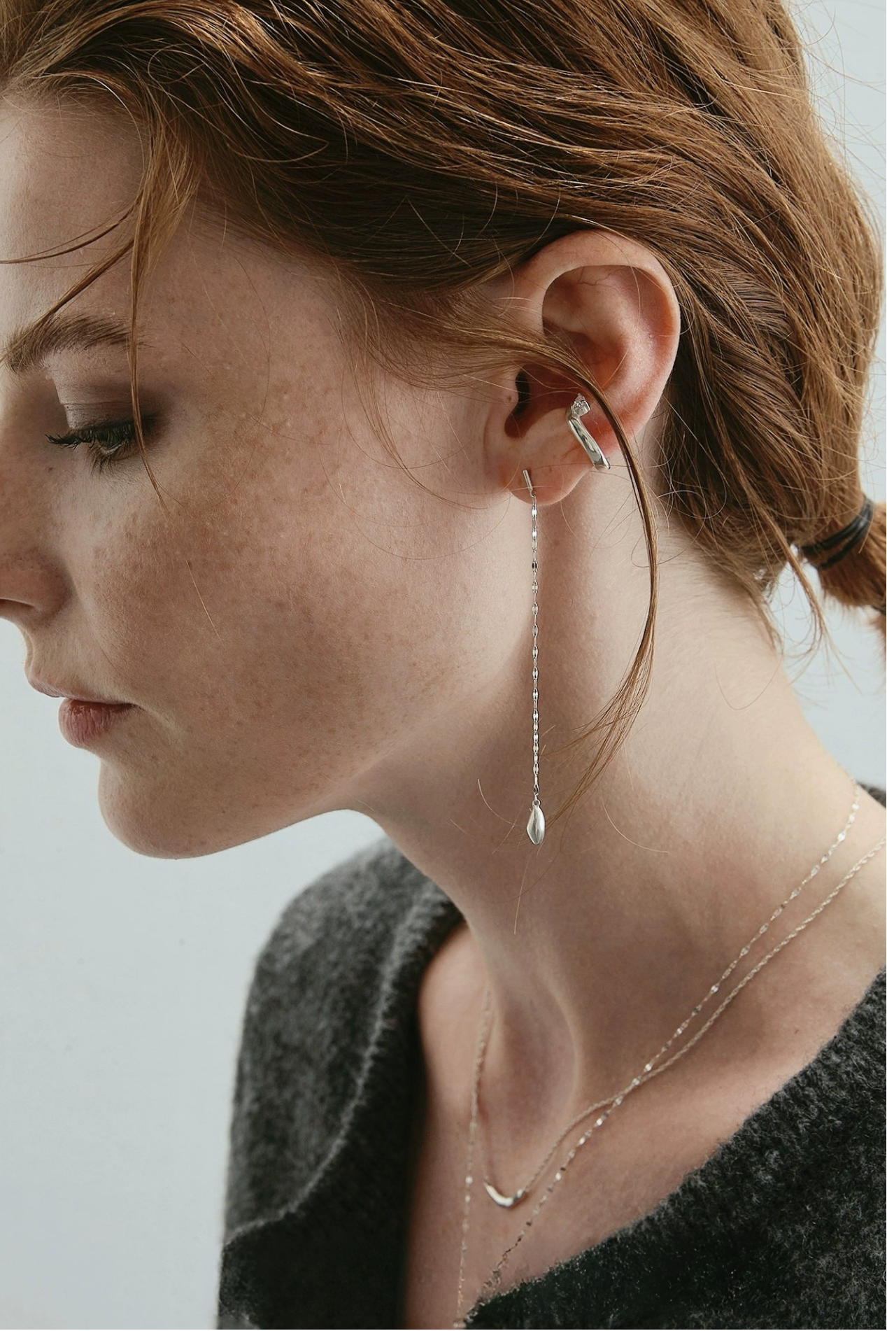 S925 流蘇水滴長耳環 B4495