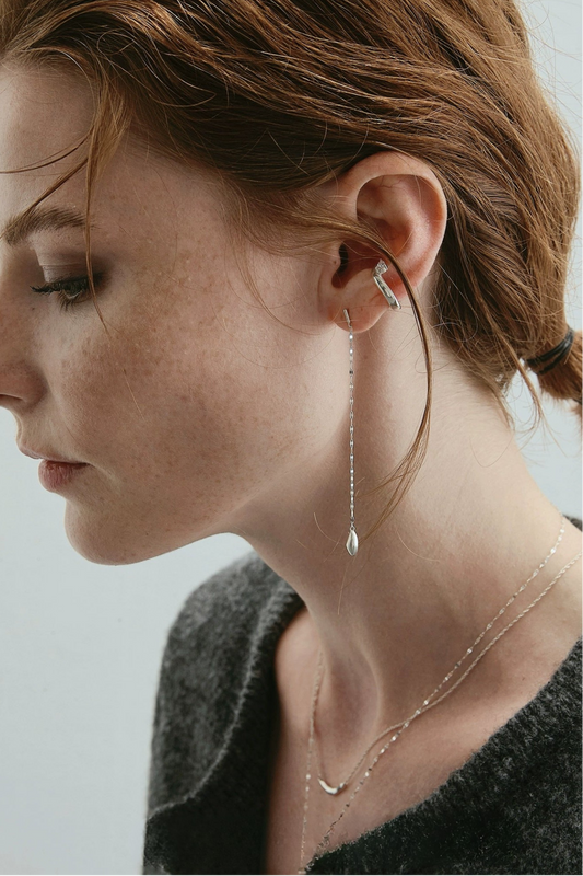 S925タッセルティアドロップロングピアス　B4495