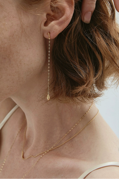 S925 流蘇水滴長耳環 B4495