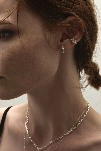 S925 不對稱兔子耳耳環和耳夾 B4497