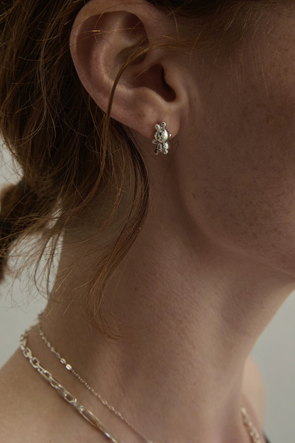 S925 不對稱兔子耳耳環和耳夾 B4497