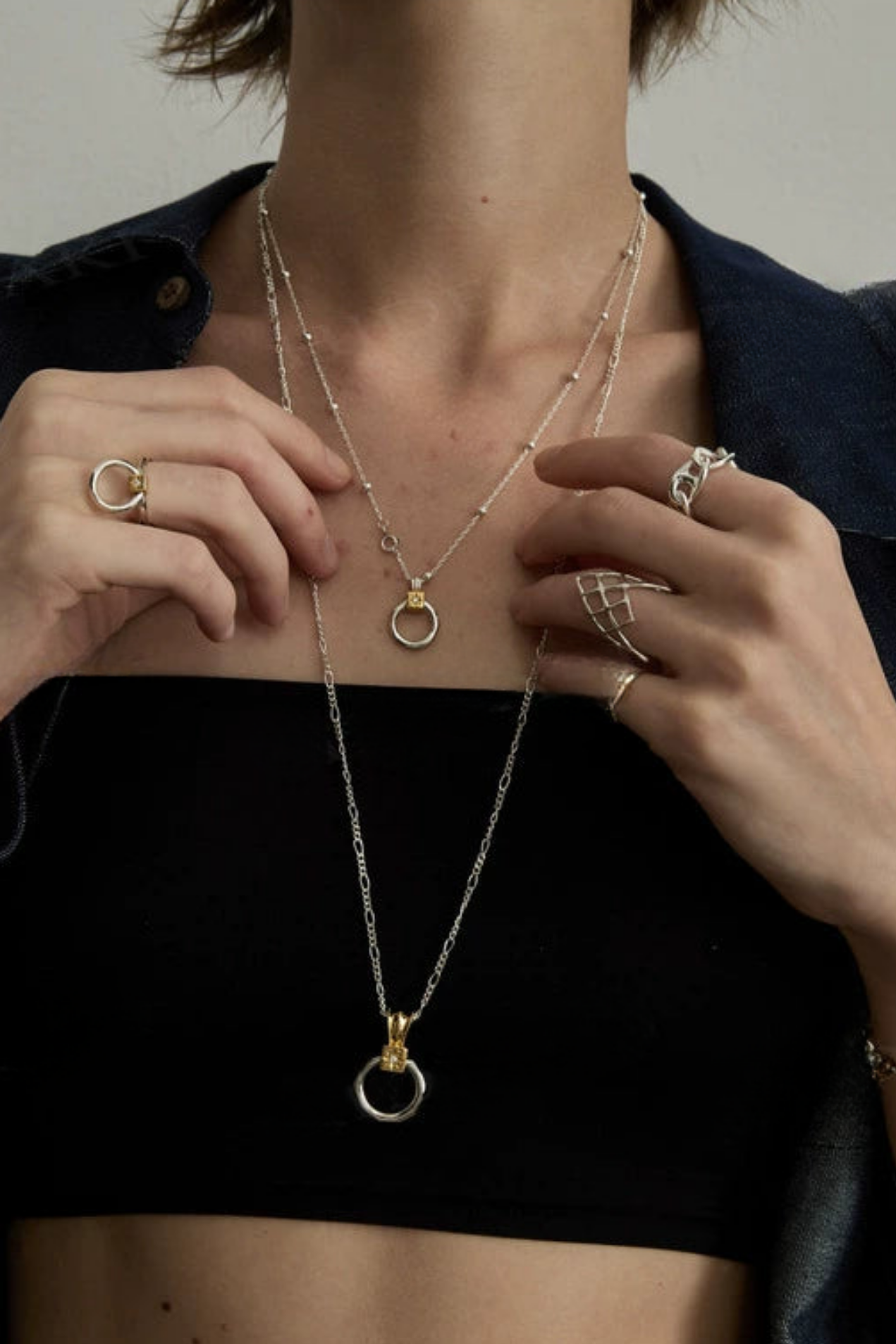 S925 Donut Design Pendant Necklace B4500