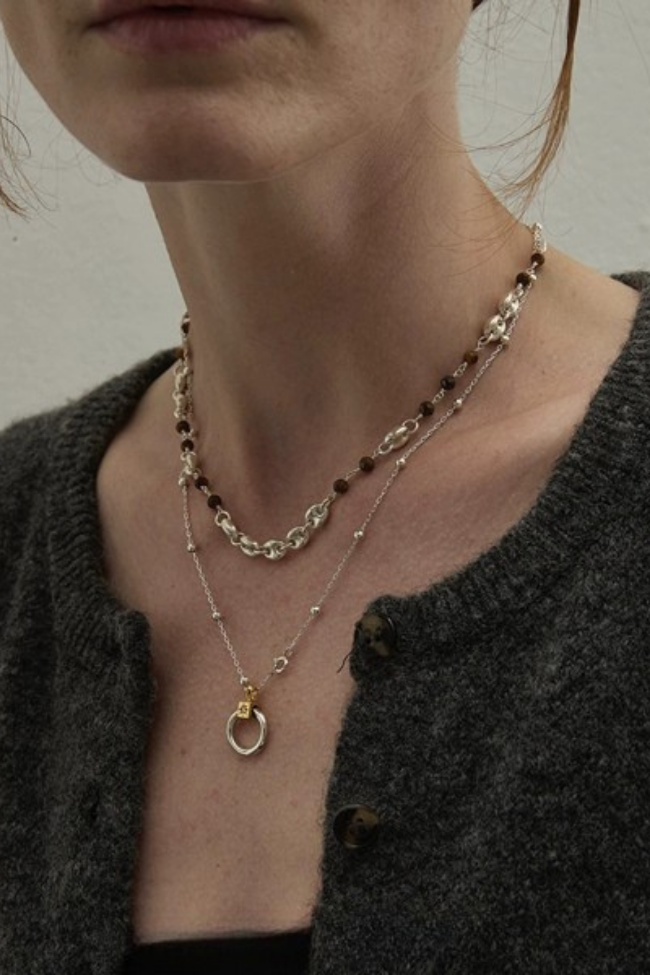 S925 Donut Design Pendant Necklace B4500