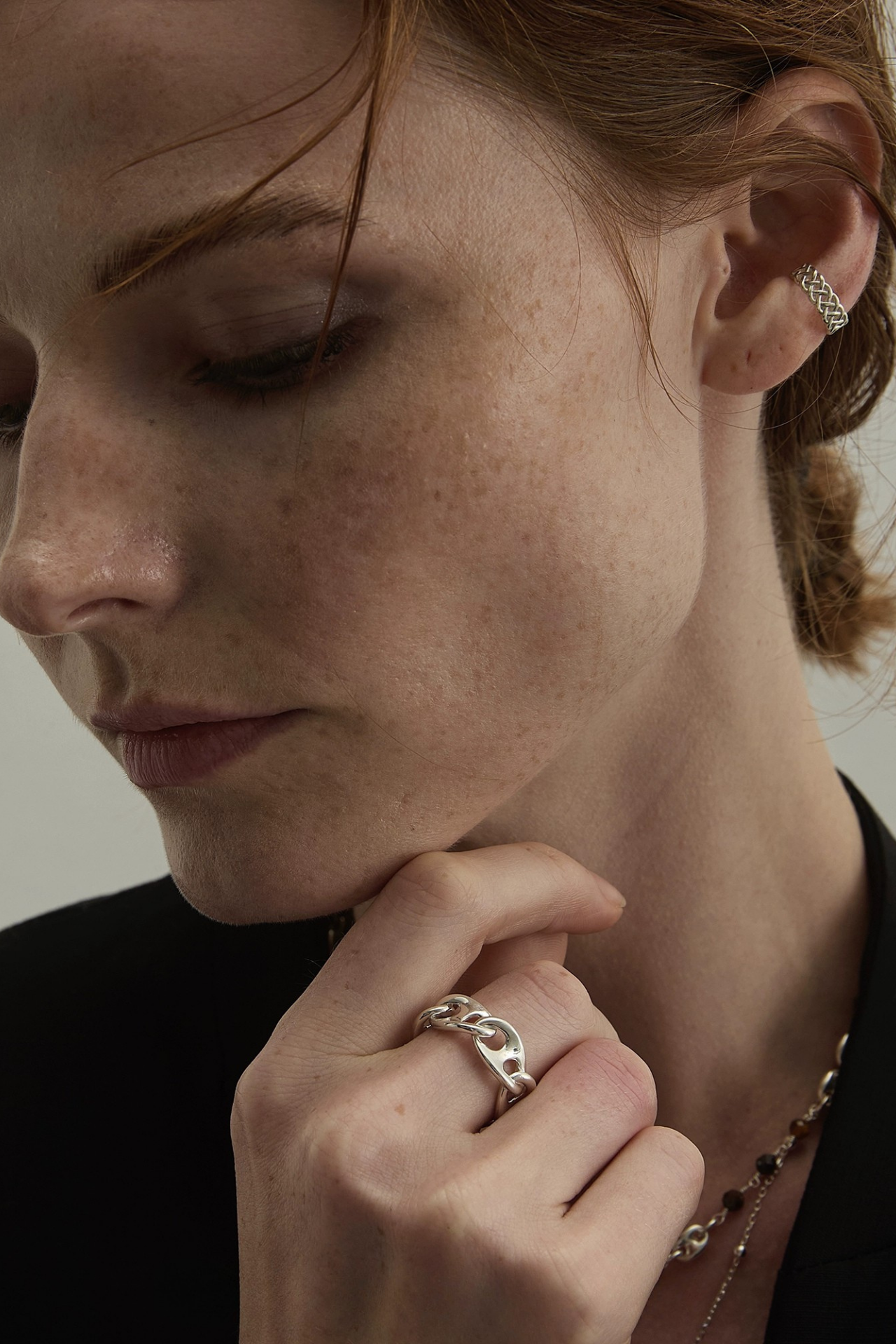 S925甜甜圈造型耳環和網狀耳夾 B4501