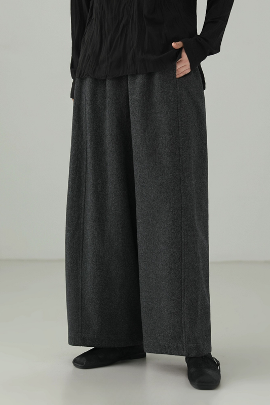Minimalist wool blend wide pants B4526