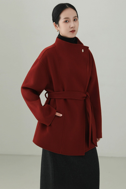 100% ウールダブルフェイスシングルボタンコート　B4527