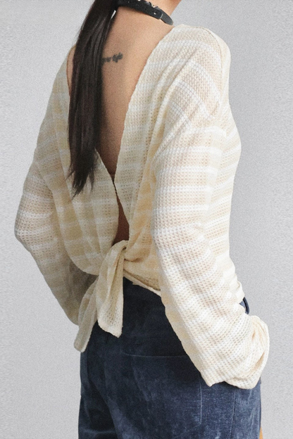 Striped Front & Back Two-Way Knit Top B4645