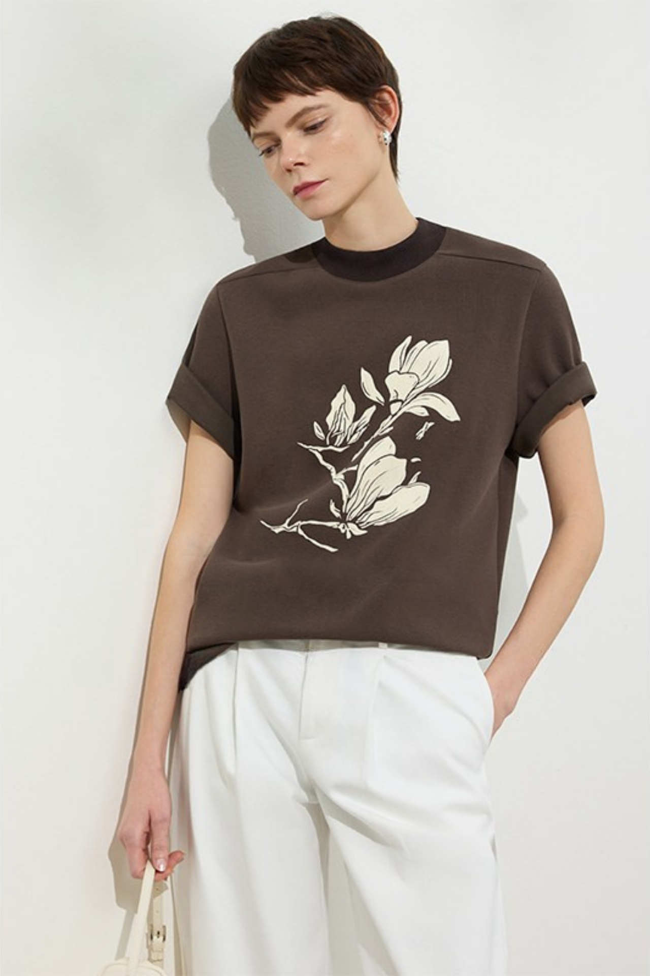 Minimal Flock Print T-shirt B4749