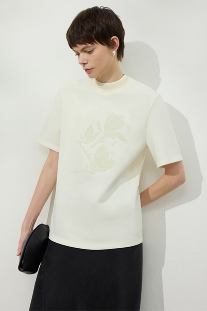 Minimal Flock Print T-shirt B4749